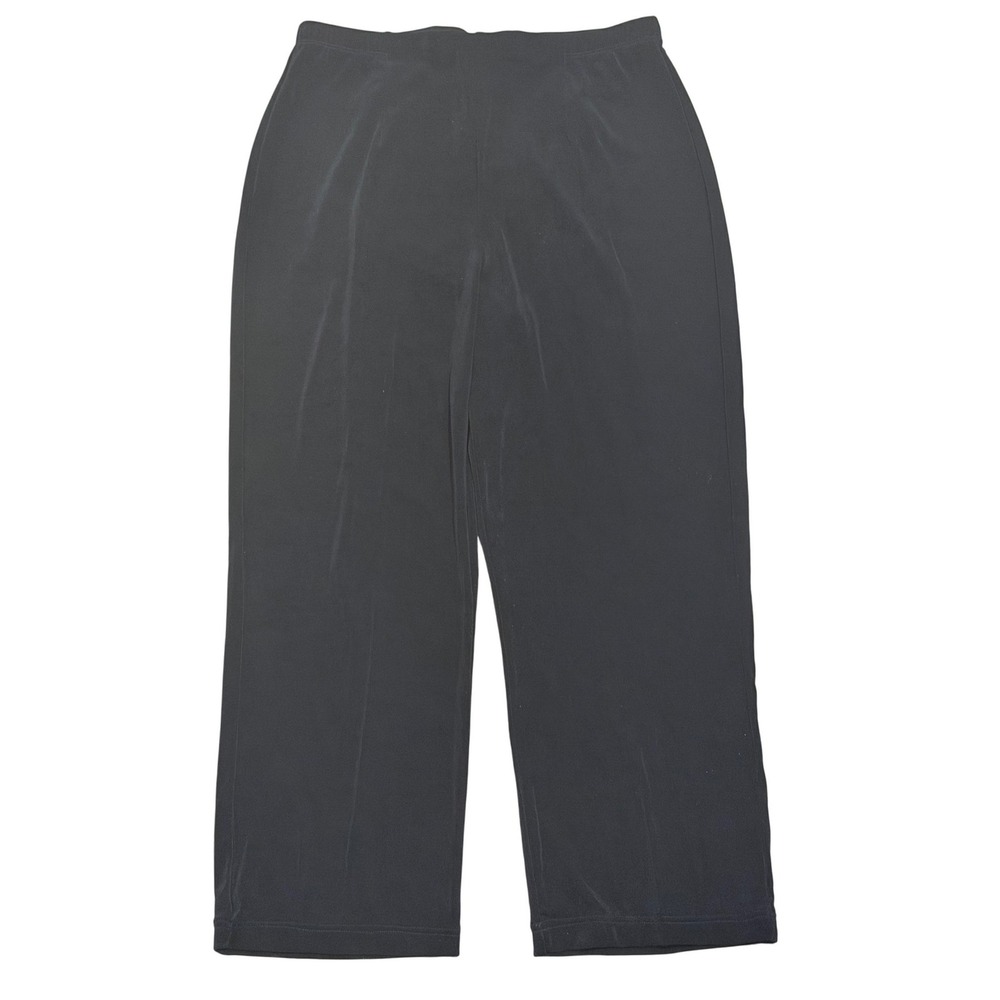 Chicos Travelers NEW Black No Tummy Pant Wide Leg Pull On Trousers Size 2 Short